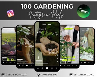 Gartenarbeit Instagram Reels Vorlagen: Anpassbare Canva Designs (Digitaler Download)