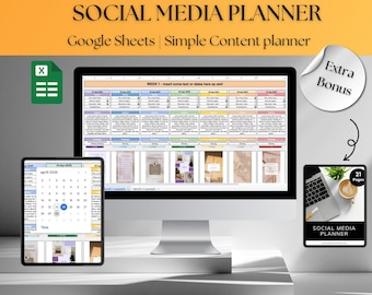 Bunter Social Media Content Planer: Wöchentlich Monatliche Excel Vorlage (Digitaler Download)