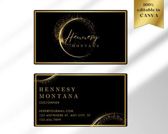 Elegant Golden Business Card Template: Minimalist Chic Design (Canva Editable, Printable)