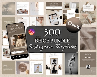 Beige Instagram Templates: 500 Post & Story Templates (Canva)