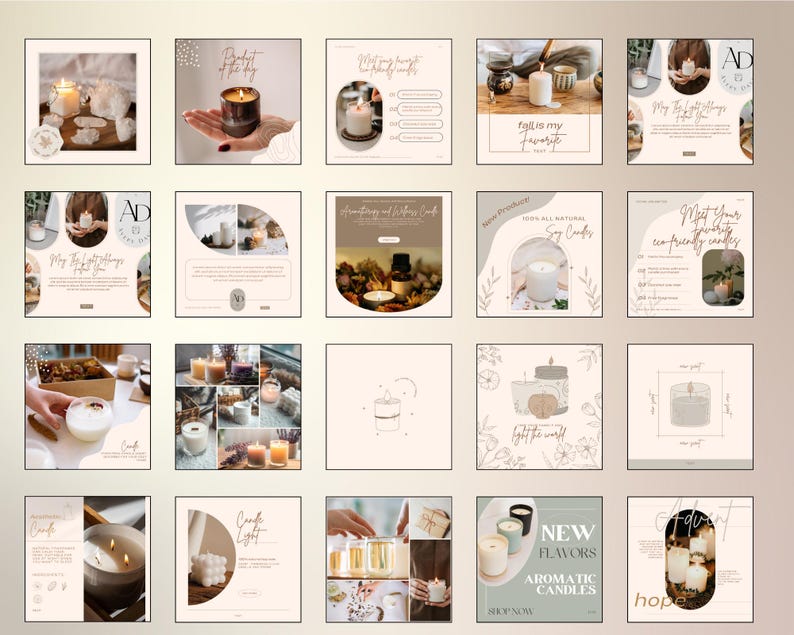 Candle Instagram Templates: 100 Editable Posts & Stories (canva) - Etsy