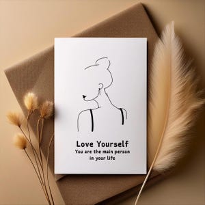 Love Yourself Grußkarte - Selbstliebe Affirmationskarte - Karte für die beste Freundin - Liebeskarte - Geburtstagskarte - Karte für Sie
