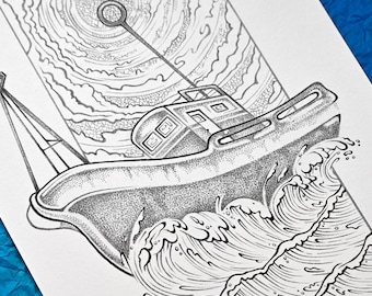 Boot Nr. 10 Bleistift Kunstdruck