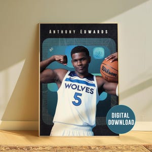 Anthony Edwards Timberwolves Poster - NBA Art for Basketball Fans, Sports Decor, Perfect Gift for Basketball fans, Sports Bedroom Wall Art