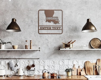 Custom Louisiana Map Sign, Personalized Metal Wall Art, Die-Cut State Decoration, Unique Bayou Gift, Home Decor, Steel Sign