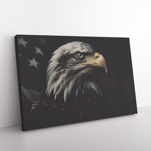 Bald Eagle with American Flag in Background Rectangle Canvas Wrap