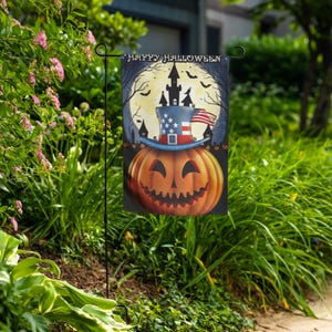 Halloween Pumpkin Garden Flag, Patriotic Halloween Decor, Jack O Lantern Yard Flag, Double Sided Outdoor Flag, Garden Flag Outdoor
