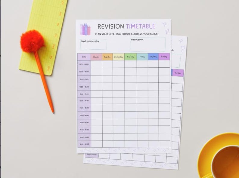 Revision Notepad Printable Weekly Revision Planner for GCSE and A-level - Student Study ...