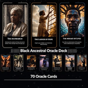 Deck d'Oracle ancestral noir | Embarquez pour un voyage sacré de sagesse ancestrale