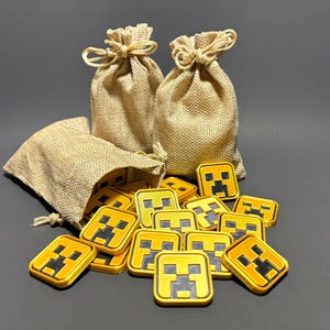 Creeper-inspired Gold Coins | 3D Printed | Cake Toppers | Birthday Party Favors | Cupcake Toppers | Kids Gift