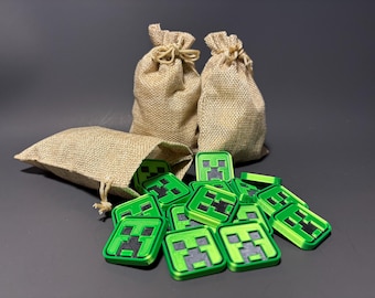 Minecraft-themed Creeper Coins | Gaming Tokens | Party Favors | Cake Toppers