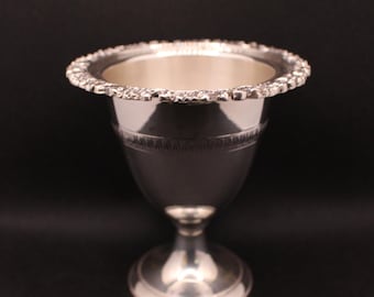 Vintage Silverplate Goblet with Ornate Floral Rim - Decorative Chalice Cup