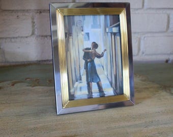 Marco de fotos vintage de metal plateado y dorado - Exhibición de fotos de 5x7