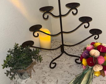 Schwarz Schmiedeeisen 7 Arm Kerzenleuchter: Hochzeitsschmuck, Gothic Dekor