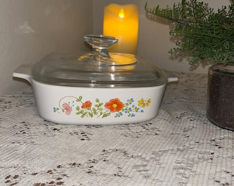 Naczynie do zapiekania Vintage Corning Ware • Wzór z kwiatowym bukietem, 1 kwarta