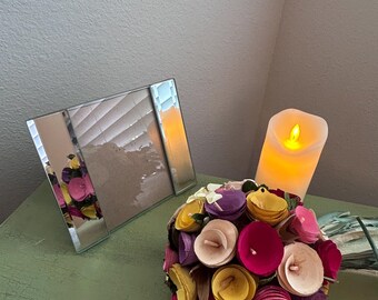 Mirrored Photo Frame 4x6 | Beveled Glass Picture Frame | Minimalist Vanity Decor | Glam Home Decor | Silver Mirror Frame