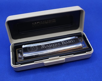 Vintage Hohner Marine Band Harmonica: Key of C, Made in Germany, with Case
