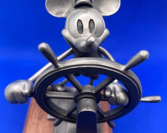 Vintage Disney Steamboat Willie Fine Pewter Sculpture by Hudson – Limited Edition #482/2500