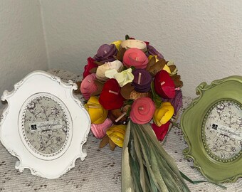 Valerie Bertinelli verzierte ovale Bilderrahmen 2er-Set, Shabby Chic Cottage Decor