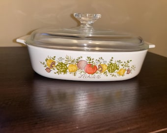 Vintage Corning Ware L’Echalote Casserole Dish with Lid | Spice of Life Baking Pan