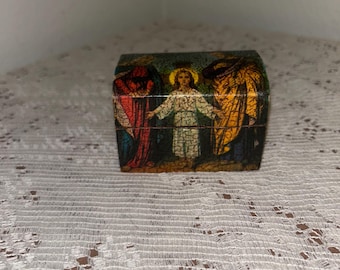 Vintage Engel Trinket Box, Glasmalerei-Stil Andenken Schmuckschatulle