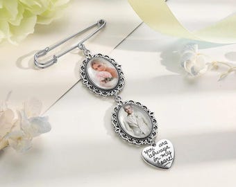 Custom Photo and Text Bouquet Charm,Bouquet Memory Charm Memorial Keepsake,Memory Remembrance Pin,Wedding Memorial Gifts For Her