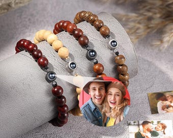 Personalized Men's Photo Projection Bracelet, Prayer Bracelet,Custom Picture Bracelet, Memorial Gifts for Him, Christmas Gift for Men