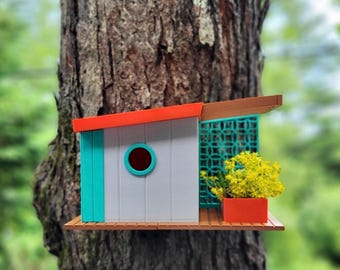 Mid Century Modern Birdhouse – Personalized 3D Printed PLA Bird House