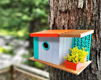 Personalized Mid Century Modern Birdhouse – 3D Printed PLA
