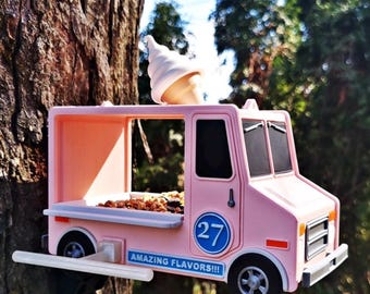 3D Printed Ice Cream Truck Bird Feeder – Unique Outdoor Decor for Bird Lovers