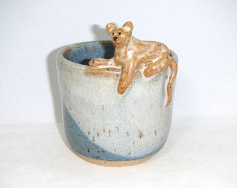 Succulent Planter Cat Plant Pot Lion Mini Planter Ceramic Pottery Sculpture ClayDogStudio
