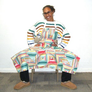 Pottery Apron Split Leg Panel Geometric Pattern Potters Wheel Throwing Apron Clay Dog Studio