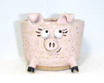 Plant Pot Pink Pig Planter Swine Succulent Cup Ceramic Pottery Sculpture Clay Dog Studio