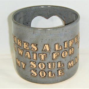 Sock Sorter Soul Mate Heart Carved Ceramic Pot Clay Laundry Room Sock Holder ClayDogStudio