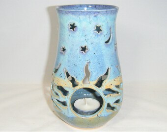 Candle Holder Sun Luminary Star Lantern Pottery Clay Candle Holder ClayDogStudio
