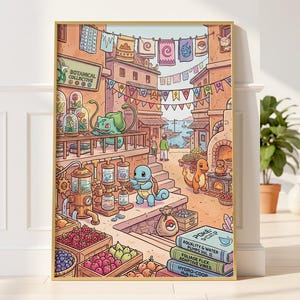 Bulbasaur, Charmander, Squirtle Poster| First Gen Starters, Daily life  | Poke Digital Print | Wall Art