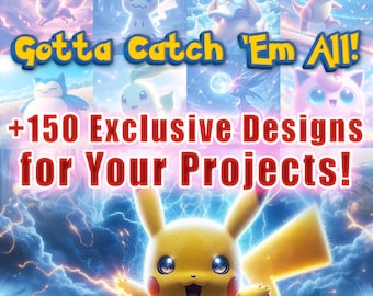 150+ Monster Creature Clipart Bundle | Poke-Inspired Hyper Realistic PNG for Stickers, Merch & POD