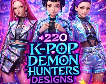 220+ K-Pop Demon Hunters & Saja Boys PNG Bundle | Sublimation for Shirts and Merch | Huntrix