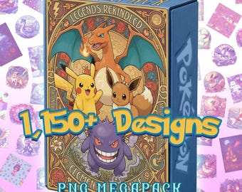 1,150+ Poke PNG JPG Pack, Massive Digital Art Bundle for Stickers, Shirts & POD