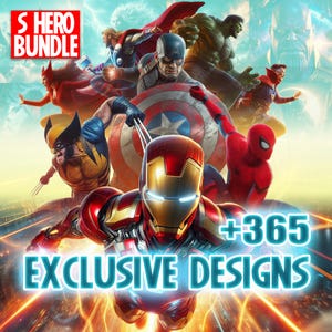 365+ Superheroes PNG & JPG Bundle | Hyperrealistic Comic Art | Villains, Heroes | Digital Download