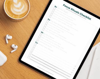Lista de verificación de rituales de enfoque / Planificador imprimible para escritores y creativos