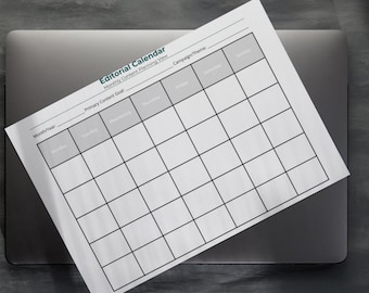 Calendario editorial mensual imprimible + Planificador de contenido en Excel para escritores, estrategas y autónomos