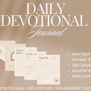 Printable Daily Devotional Journal| Printable Template| Christian Devotional| Daily Journal| Prayer Journal