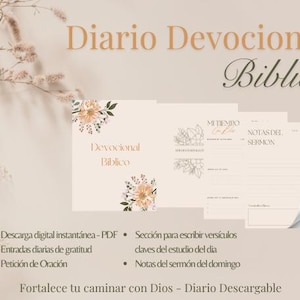 Diario Devocional Diario de Oración Imprimible Diario de Oración en Español Imprimible Devocional Cristiano Estudio Bíblico Imprimible