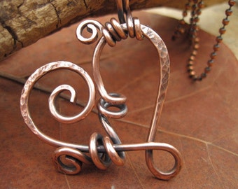 Copper Swirling Heart Pendant