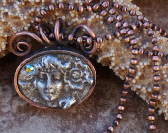 Cast Pewter & Copper Mythical Muse Pendant II