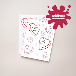 Lot de 2 cartes Candy Heart Galentine's Day, cartes de Saint-Valentin imprimables pour besties, copines, partenaire, téléchargement numérique