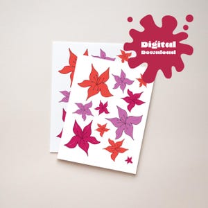 Cartes de Saint-Valentin fleurs d'hibiscus (paquet de 2), cartes de Saint-Valentin imprimables pour besties, copines, partenaire, téléchargement numérique