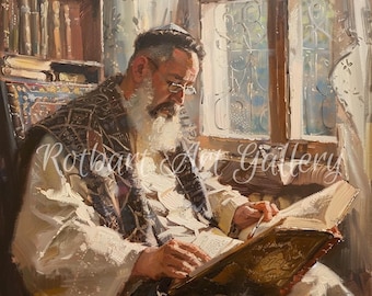 Jewish Man Torah Study Canvas Print: Judaica Home Decor