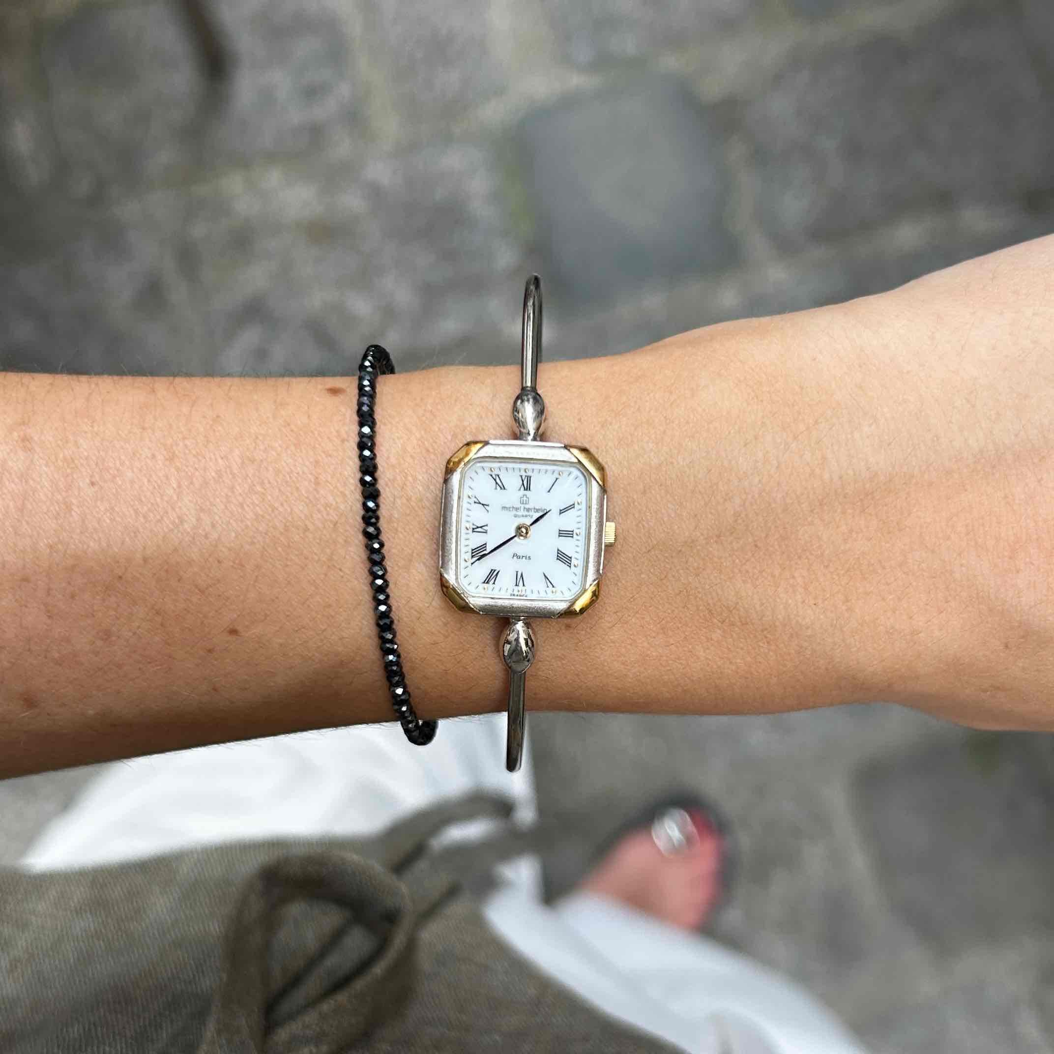 Vintage Michel Herbelin Bangle Watch | 90s Ladies Wristwatch Gold